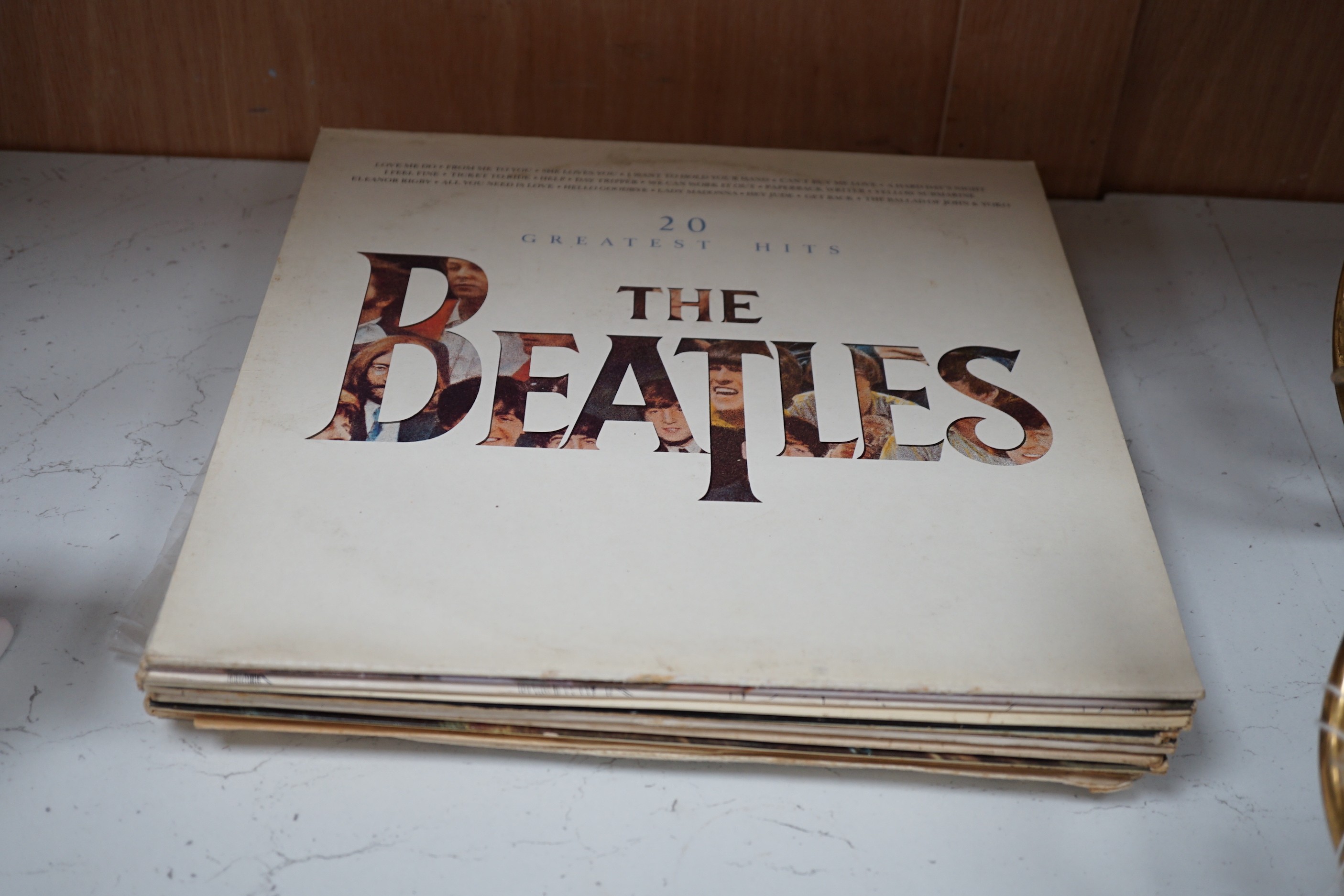 A selection of records, mainly to include The Rolling Stones and The Beatles with Exile on Main Street, Rubber Soul, Yellow Submarine, Revolver, Help, and others (13)